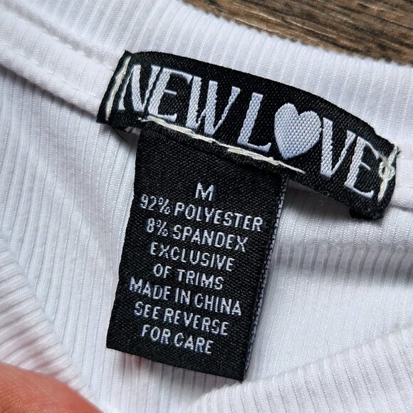 Cute White Ribbed baby tee Candy Cane Heart by NEW LOVE - Picture 4 of 6